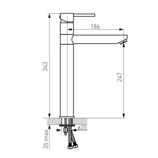 Fdesign Flusso Bateria umywalkowa nablatowa złota FD1-FLS-2L-55