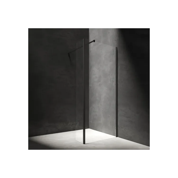 Omnires MARINA kabina prysznicowa walk-in ze ścianką boczną, 90 x 30 cm, czarny mat, szkło transparentne MA9030BLTR