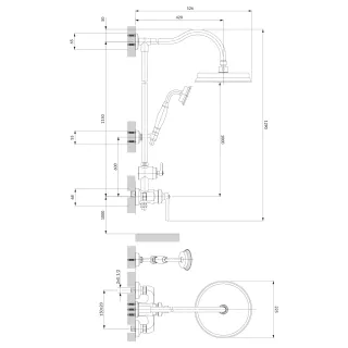 Omnires ARMANCE system prysznicowy natynkowy, chrom połysk AM5244CR