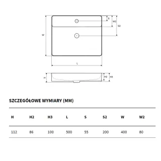 Excellent Rima 2.0 Umywalka nablatowa 50x40 cm Biała CEEX.4901.500.WH