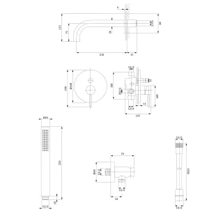 Omnires Y system wannowy podtynkowy, grafit szczotkowany SYSYW01GR