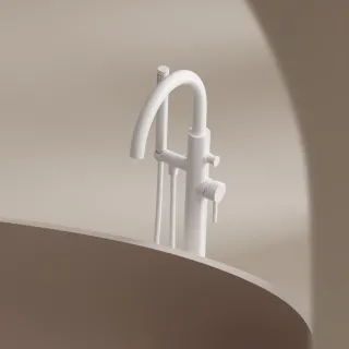 Omnires Y bateria wannowa wolnostojąca, biały mat Y1233-SWM