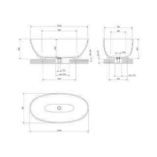 Omnires SHELL M+ wanna wolnostojąca, 148 x 75 cm, biały mat SHELL148WWBM