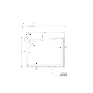 Omnires STONE brodzik prysznicowy ze strukturą kamienia, 80 x 100 cm, czarny mat STONE80-100BL