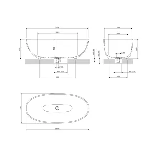 Omnires SHELL M+ wanna wolnostojąca, 160 x 75 cm, biały mat SHELLWWBM