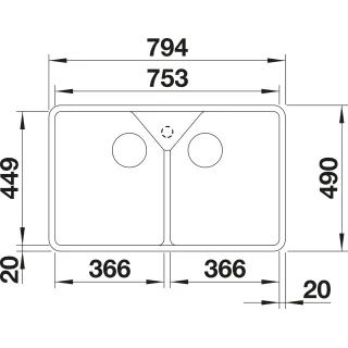 BLANCO VILLAE Farmhouse 8 Ceramika biały połysk, dwukomorowy 525164