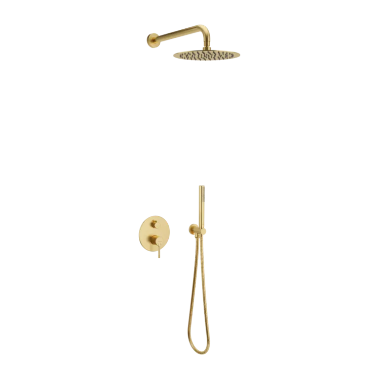 PI ZESTAW WANNOWO-PRYSZNICOWY PODTYNKOWY Z DESZCZOWNICĄ ZŁOTY SZCZOTKOWANY