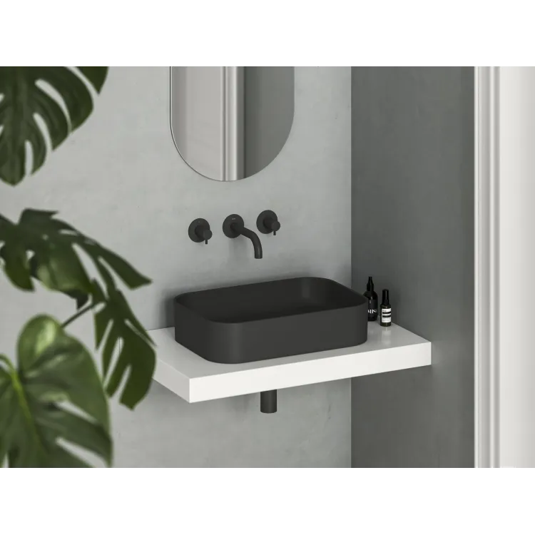 Ravak Umywalka ceramiczna Ceramic Slim R 55, czarna mat XJX0D155001