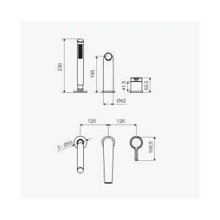 Pi Bateria wannowa Biała AREX.1234WH
