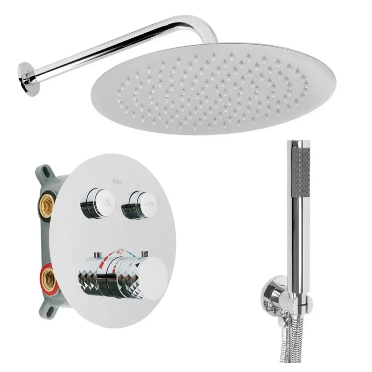 Rea ZESTAW NATRYSKOWY PODTY LUNGO DIAMOND CHROM TERMOS REA-P6967