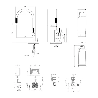 Omnires SWITCH bateria kuchenna z zestawem filtrującym, grafit szczotkowany SW9057-FD1GR