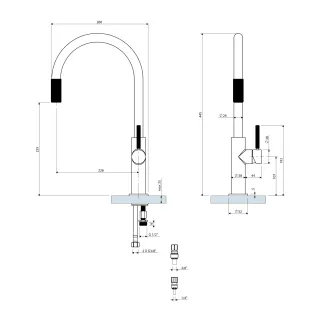 Omnires SWITCH bateria kuchenna do podłączenia zestawu filtrującego, miedź połysk SW9057CP