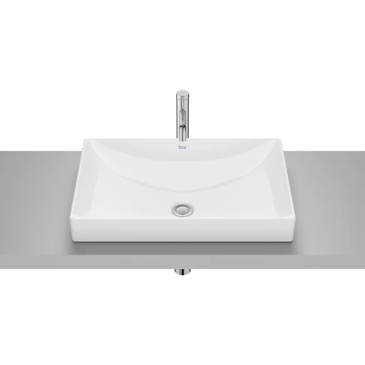 Roca ONA Umywalka blatowa 60x40 cm Fineceramic® BIAŁY POŁYSK A32768M000