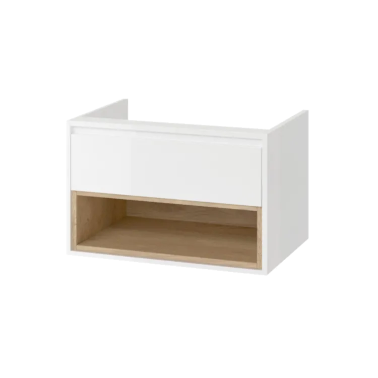 Excellent Tuto szafka wisząca 80 cm podumywalkowa 1 szuflada, biały połysk/dąb MLEX.0101.800.WHBL
