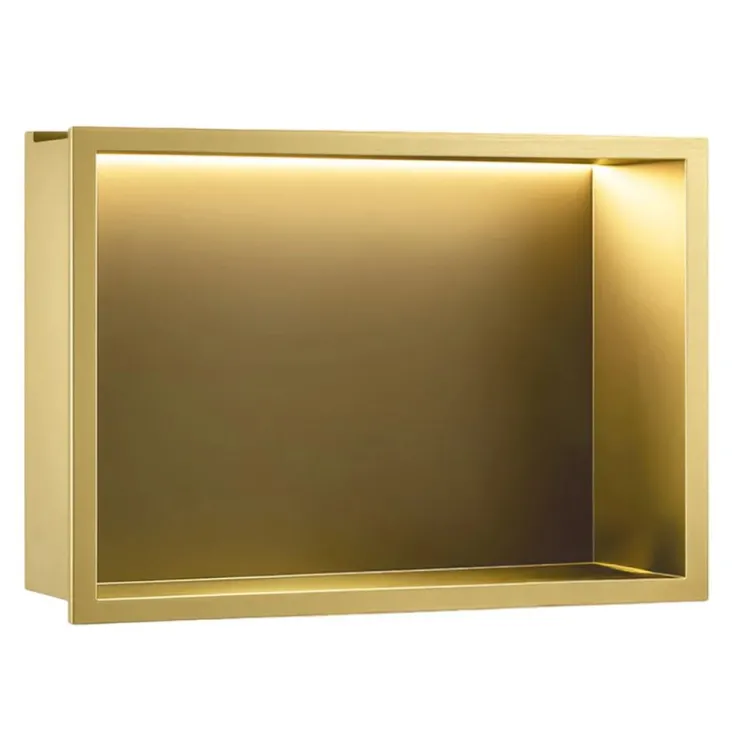 Rea PÓŁKA WNĘKOWA LED 30x45x10 cm BRUSH GOLD REA-08545