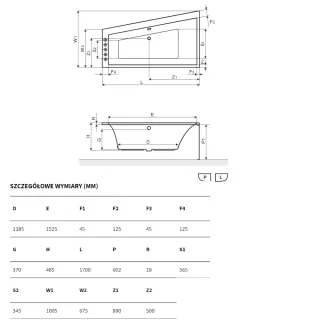 Sfera Slim Wanna narożna lewa 170x100.5 cm Biała WAEX.SFL17WHS