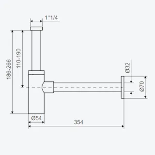 D54 Syfon umywalkowy stal nierdzewna czarny mat INEX.2018BL