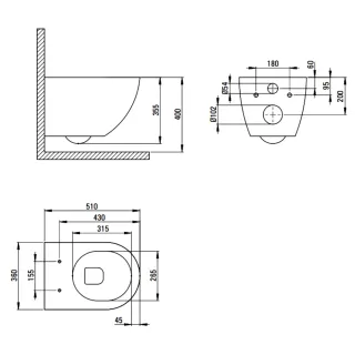 Peonia miska WC bezkołnierzowa 50 cm biała CDE 6ZPW