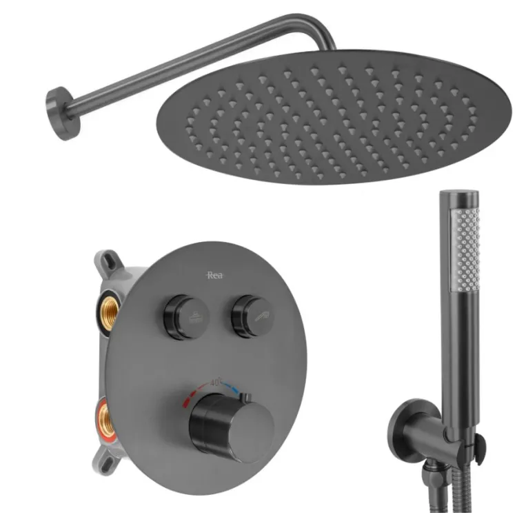 Rea ZESTAW NATRYSKOWY PODTYNKOWY LUNGO TYTAN TERMOSTAT REA-P6385