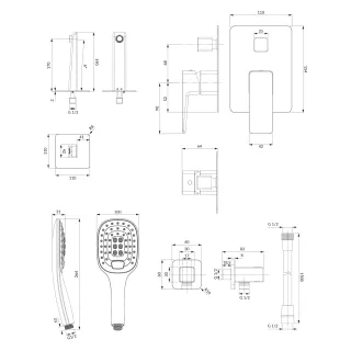 Omnires PARMA system wannowy podtynkowy, chrom/biały połysk SYSPMW01CRB