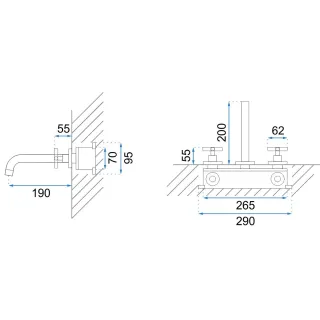 Rea BATERIA UMYWALKOWA PODTYNKOWA EXIT CZARNA + BOX REA-B8000
