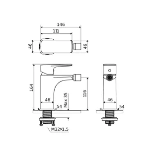 Excellent Keria bateria bidetowa, czarny mat AREX.2003BL