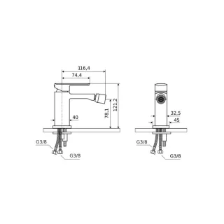 Excellent Pride bateria bidetowa stojąca, chrom AREX.4003CR