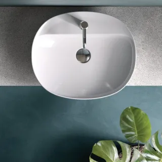 RAK Ceramics VARIANT Umywalka nablat. owalna 50x42 cm z otworem biały połysk VARCT25001AWHA