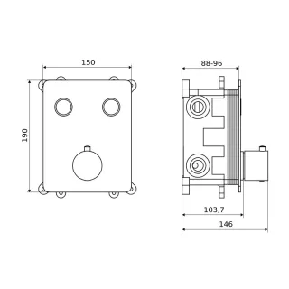 Excellent Krotos bateria prysznicowo-wannowa podtynkowa 2 funkcyjna, termostatyczna, chrom AREX.8045CR