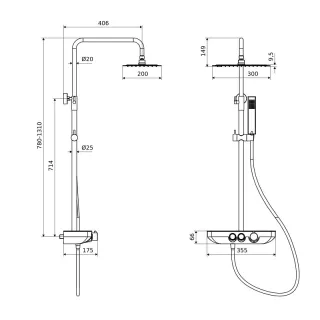 Excellent Krotos zestaw prysznicowy natynkowy z deszczownicą 20x30 cm, chrom AREX.8080CR