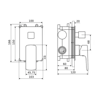 Excellent Keria zestaw wannowo-prysznicowy podtynkowy 2 funkcyjny, chrom AREX.SET.2025CR