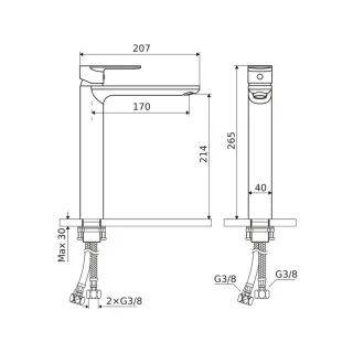 Excellent Glad bateria umywalkowa stojąca wysoka, złoty połysk ARNL.1102GL