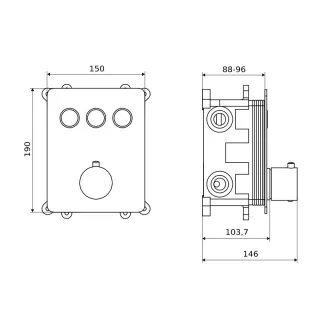 Excellent Krotos bateria prysznicowo-wannowa podtynkowa, 3 funkcyjna, termostatyczna, chrom AREX.8046CR