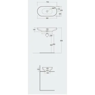 RAK Ceramics DES UMYWALKA NABLATOWA 70X35CM OWALNA BIAŁY MAT DESCT7000500A