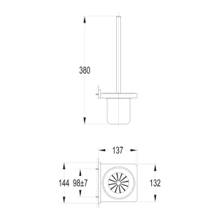 Omnires DARLING szczotka toaletowa wisząca, nikiel szczotkowany DA70620NI