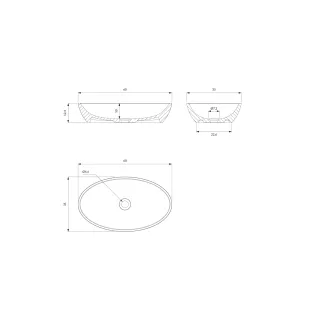 Omnires SIENA M+ umywalka nablatowa, 60 x 35 cm, biały/czarny połysk SIENALUNBCP