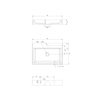 Omnires THASOS M+ umywalka nablatowa/wisząca, 60 x 42 cm, biały połysk THASOS600BP