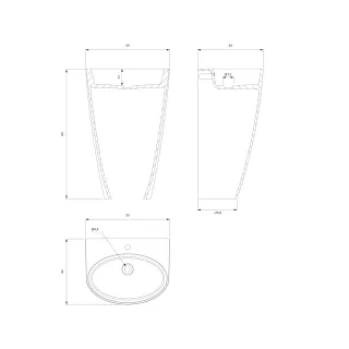 Omnires SIENA M+ umywalka wolnostojąca, 55 x 43 cm, biały połysk SIENAUWBP