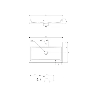 Omnires THASOS M+ umywalka nablatowa/wisząca, 70 x 42 cm, biały połysk THASOS700BP