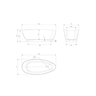 Omnires BARCELONA M+ wanna wolnostojąca, 156 x 71 cm, biały połysk BARCELONA156BP