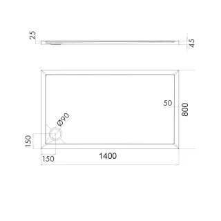 Omnires MERTON akrylowy brodzik prysznicowy, 80 x 140 cm, biały połysk MERTON80-140-PBP