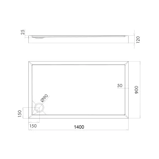 Omnires CAMDEN akrylowy brodzik prysznicowy, 90 x 140 cm, biały połysk CAMDEN90-140-PBP