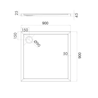 Omnires MERTON akrylowy brodzik prysznicowy, 90 x 90 cm, biały połysk MERTON90-KBP