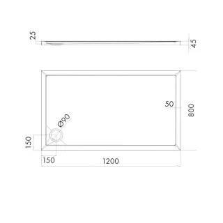 Omnires MERTON akrylowy brodzik prysznicowy, 80 x 120 cm, biały połysk MERTON80-120-PBP