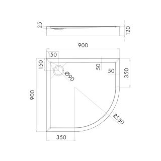 Omnires CAMDEN akrylowy brodzik prysznicowy, 90 x 90 cm, biały połysk CAMDEN90-OBP