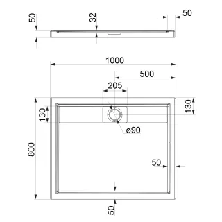 Omnires BROOKLYN akrylowy brodzik prysznicowy, 80 x 100 cm, biały połysk BROOKLYN80-100-PBP