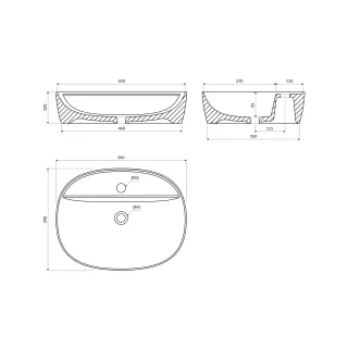 Omnires ATLANTA umywalka nablatowa 51 x 39 cm, biały połysk ATLANTA505BP