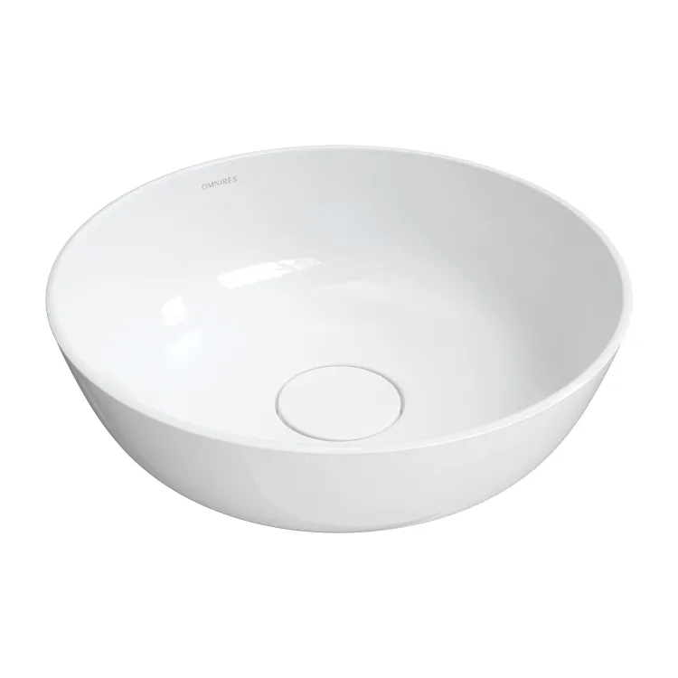 Omnires SILK M+ umywalka nablatowa, ø40 cm, biały połysk SILKR400BP