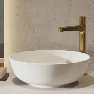 Omnires SILK M+ umywalka nablatowa, ø40 cm, biały połysk SILKR400BP