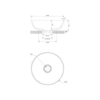 Omnires SILK M+ umywalka nablatowa, ø40 cm, biały połysk SILKR400BP